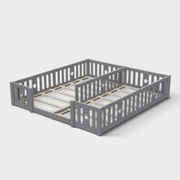 Montessori double bed for floor mounting with star-shaped side rails