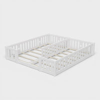 Montessori double bed for floor mounting with star-shaped side rails