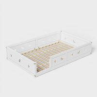Montessori floor bed with moon and star motif