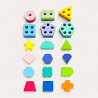 Montessori stacking toy with geometric shapes