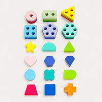 Montessori stacking toy with geometric shapes