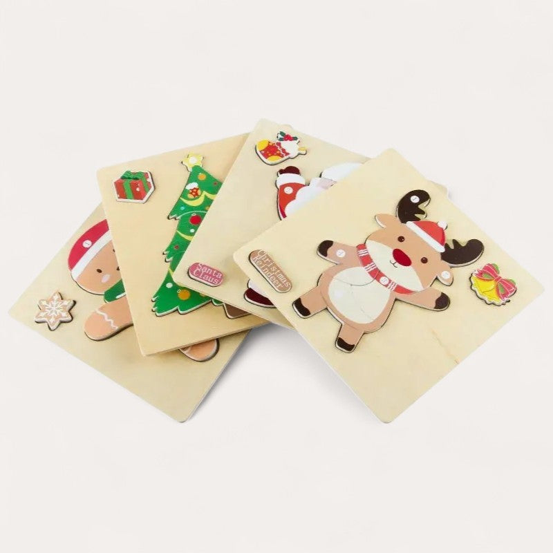 Set of 4 Montessori Christmas puzzles