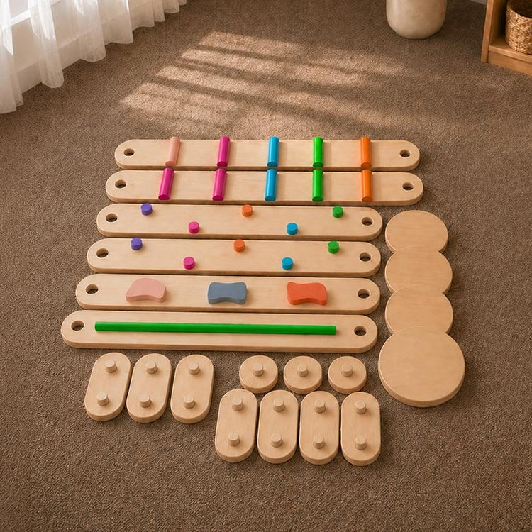 Montessori balance beams and stones