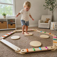 Montessori balance beams and stones
