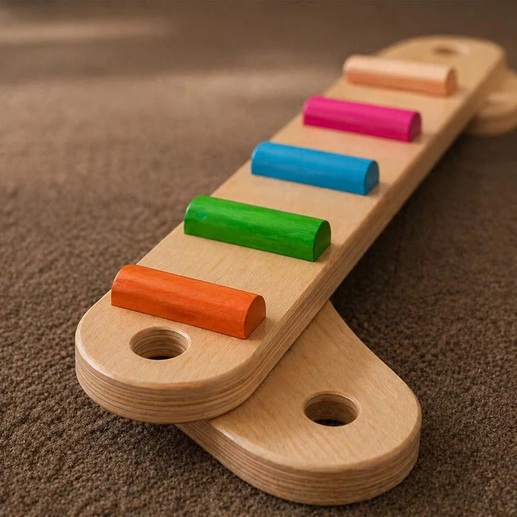 Montessori balance beams and stones
