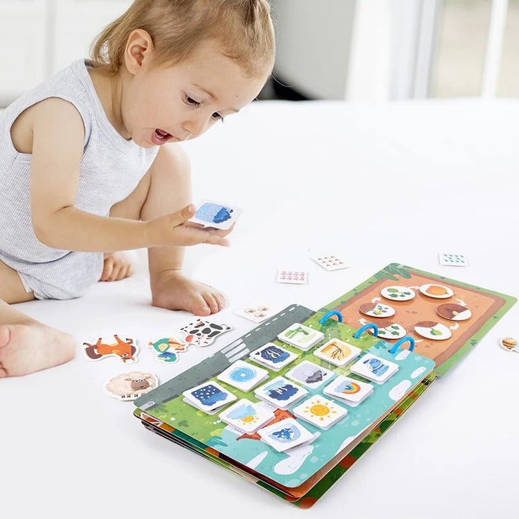 Montessori activity book with stickers