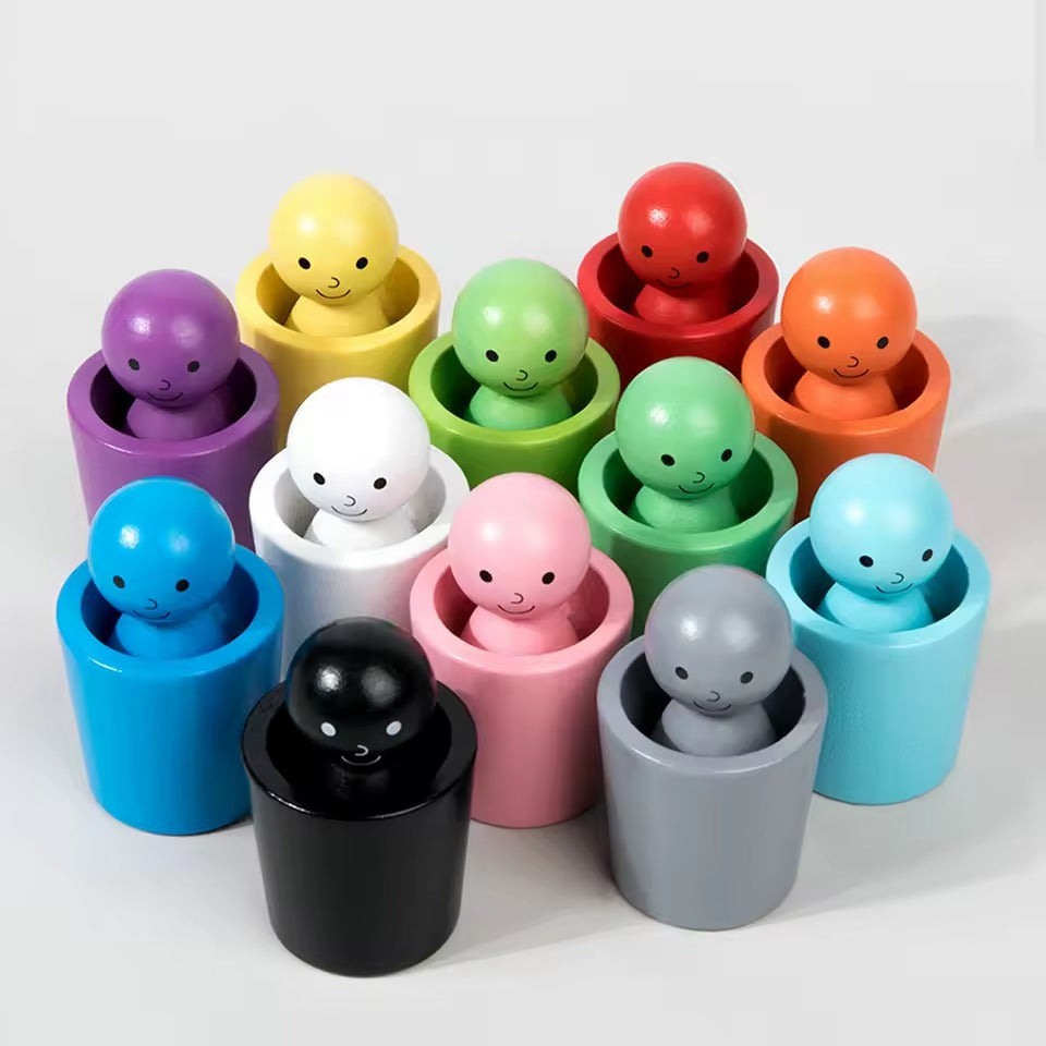 Montessori toys: dolls and colorful shapes