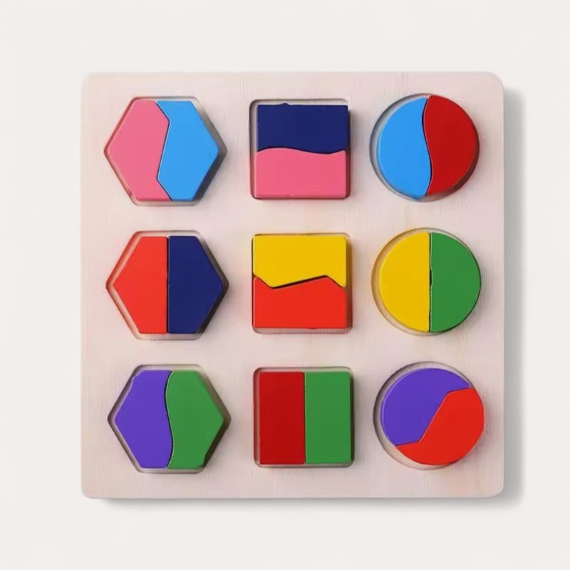 Montessori wooden shape matching board