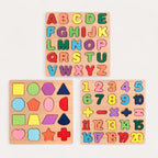Montessori wooden puzzle – letters, numbers and shapes