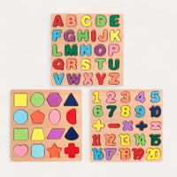 Montessori wooden puzzle – letters, numbers and shapes