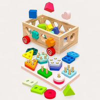 Montessori stacking toy with geometric shapes
