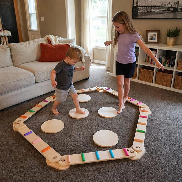 Montessori balance beams and stones