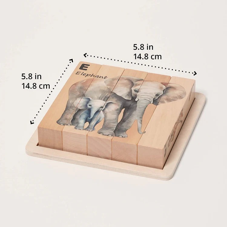 Montessori wooden puzzles with animal motifs