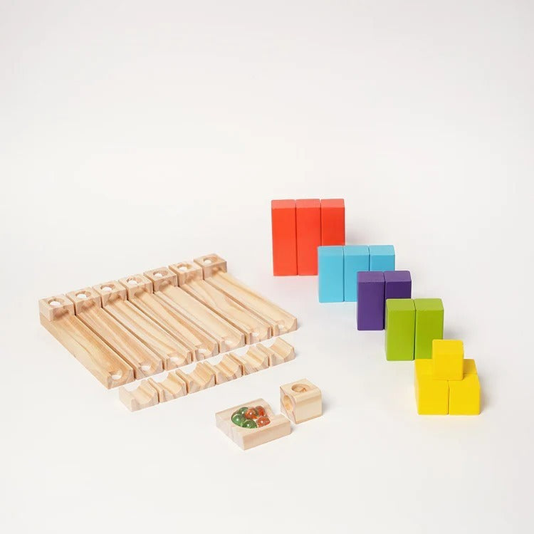 Montessori wooden marble run