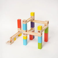 Montessori wooden marble run