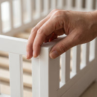 Montessori floor bed made of white solid wood
